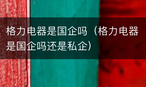 格力电器是国企吗（格力电器是国企吗还是私企）