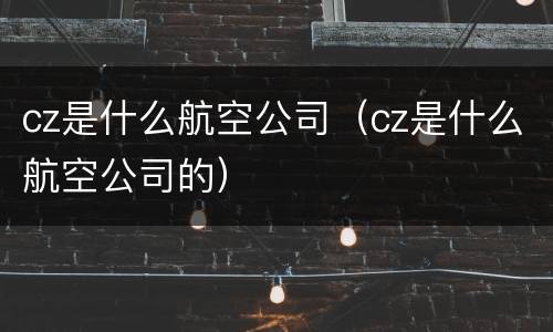 cz是什么航空公司（cz是什么航空公司的）