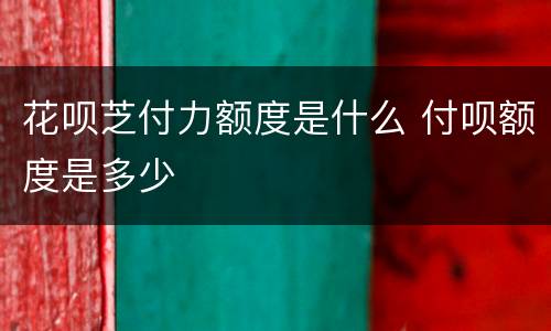 花呗芝付力额度是什么 付呗额度是多少