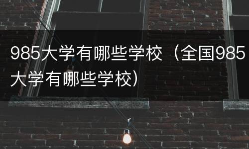 985大学有哪些学校（全国985大学有哪些学校）
