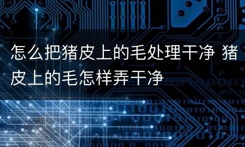 怎么把猪皮上的毛处理干净 猪皮上的毛怎样弄干净