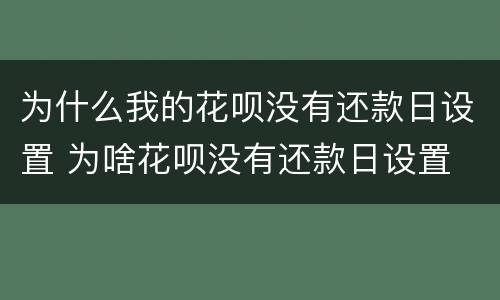 为什么我的花呗没有还款日设置 为啥花呗没有还款日设置