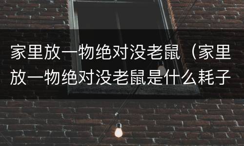 家里放一物绝对没老鼠（家里放一物绝对没老鼠是什么耗子真的怕风油精吗）