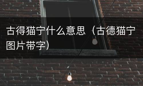 古得猫宁什么意思（古德猫宁图片带字）