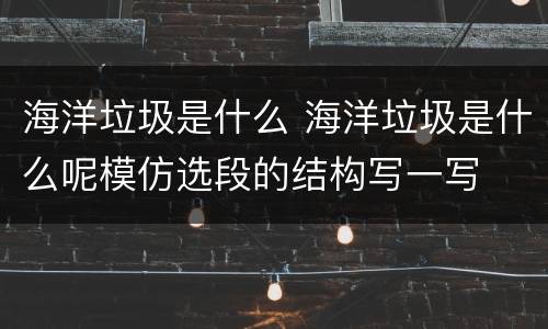 海洋垃圾是什么 海洋垃圾是什么呢模仿选段的结构写一写