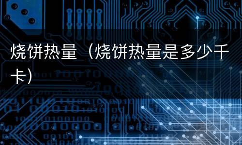 烧饼热量（烧饼热量是多少千卡）