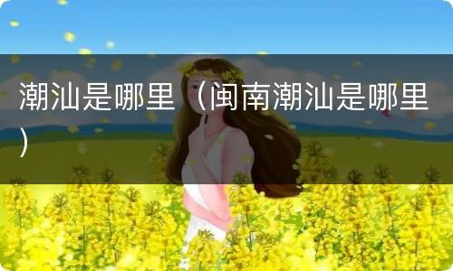 潮汕是哪里（闽南潮汕是哪里）