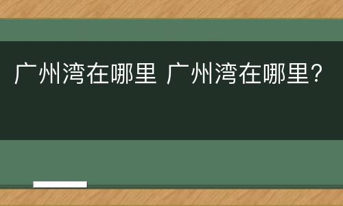 广州湾在哪里 广州湾在哪里?