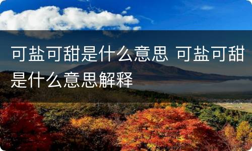 可盐可甜是什么意思 可盐可甜是什么意思解释
