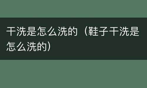 干洗是怎么洗的（鞋子干洗是怎么洗的）