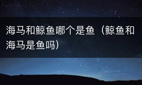 海马和鲸鱼哪个是鱼（鲸鱼和海马是鱼吗）