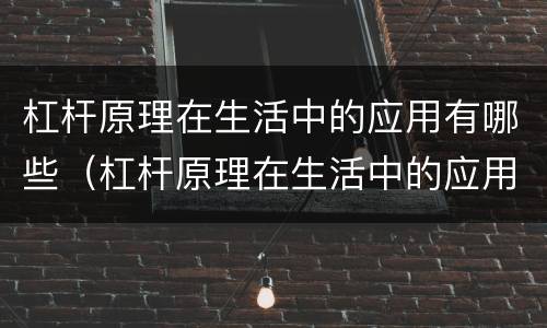 杠杆原理在生活中的应用有哪些（杠杆原理在生活中的应用有哪些方面）