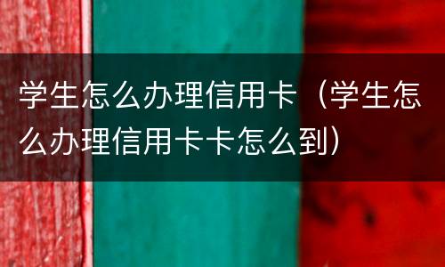 学生怎么办理信用卡（学生怎么办理信用卡卡怎么到）