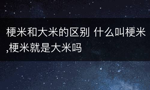 梗米和大米的区别 什么叫梗米,梗米就是大米吗