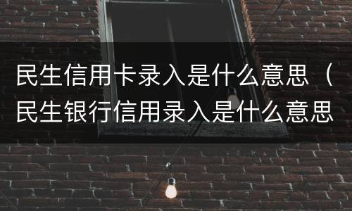 民生信用卡录入是什么意思（民生银行信用录入是什么意思）