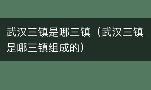 武汉三镇是哪三镇（武汉三镇是哪三镇组成的）