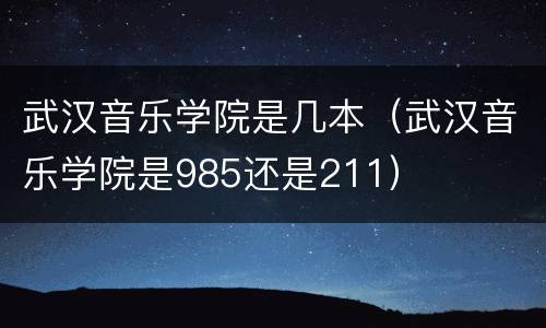 武汉音乐学院是几本（武汉音乐学院是985还是211）
