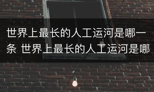 世界上最长的人工运河是哪一条 世界上最长的人工运河是哪一条船