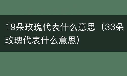 19朵玫瑰代表什么意思（33朵玫瑰代表什么意思）