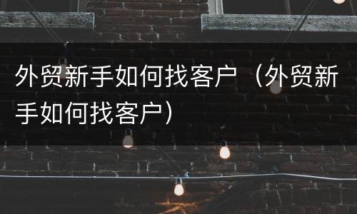 外贸新手如何找客户（外贸新手如何找客户）