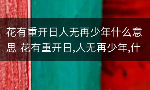 花有重开日人无再少年什么意思 花有重开日,人无再少年,什么意思
