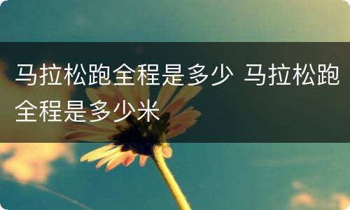 马拉松跑全程是多少 马拉松跑全程是多少米