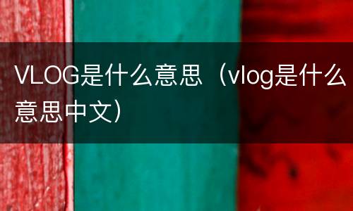 VLOG是什么意思（vlog是什么意思中文）
