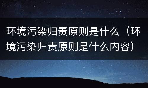 环境污染归责原则是什么（环境污染归责原则是什么内容）