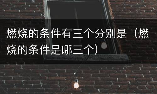 燃烧的条件有三个分别是（燃烧的条件是哪三个）