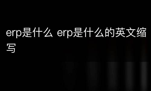 erp是什么 erp是什么的英文缩写