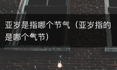 亚岁是指哪个节气（亚岁指的是哪个气节）