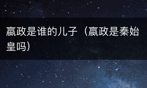 嬴政是谁的儿子（嬴政是秦始皇吗）