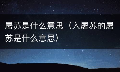 屠苏是什么意思（入屠苏的屠苏是什么意思）