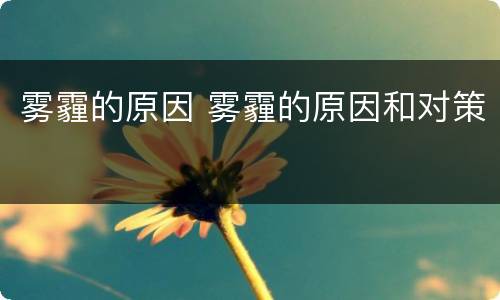 雾霾的原因 雾霾的原因和对策