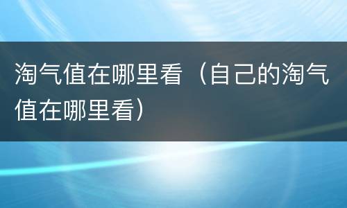 淘气值在哪里看(自己的淘气值在哪里看)