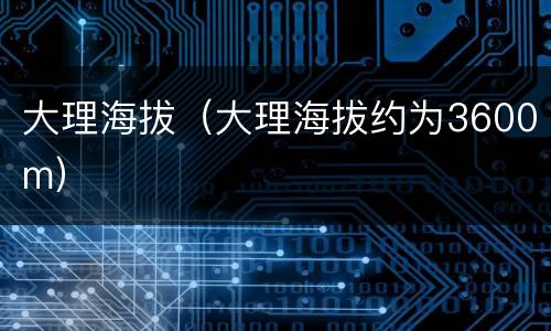 大理海拔(大理海拔约为3600m)