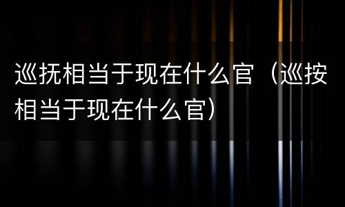 巡抚相当于现在什么官（巡按相当于现在什么官）