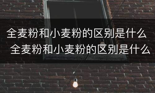 全麦粉和小麦粉的区别是什么 全麦粉和小麦粉的区别是什么意思