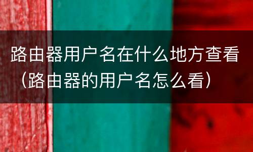 路由器用户名在什么地方查看（路由器的用户名怎么看）