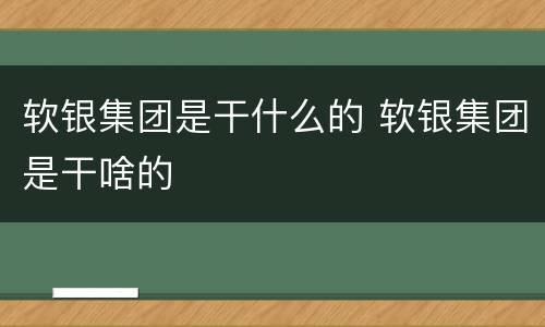 软银集团是干什么的 软银集团是干啥的