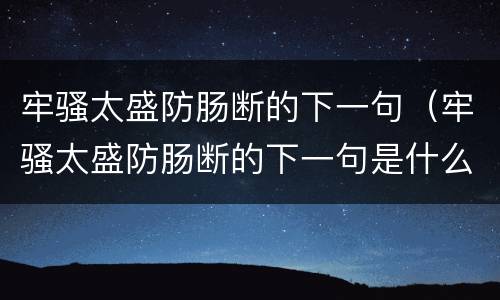 牢骚太盛防肠断的下一句（牢骚太盛防肠断的下一句是什么诗）
