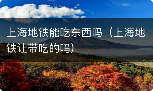 上海地铁能吃东西吗（上海地铁让带吃的吗）