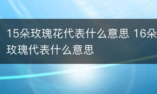 15朵玫瑰花代表什么意思 16朵玫瑰代表什么意思