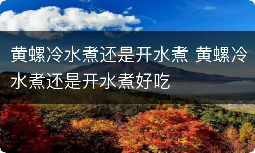 黄螺冷水煮还是开水煮 黄螺冷水煮还是开水煮好吃