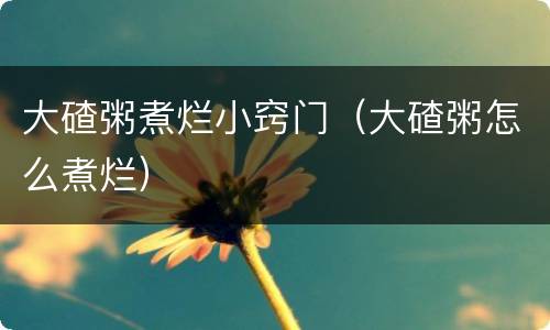 大碴粥煮烂小窍门（大碴粥怎么煮烂）