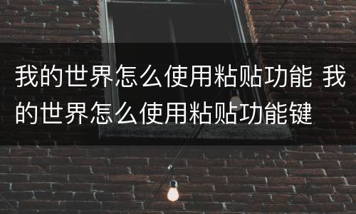 我的世界怎么使用粘贴功能 我的世界怎么使用粘贴功能键
