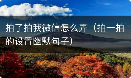 拍了拍我微信怎么弄（拍一拍的设置幽默句子）