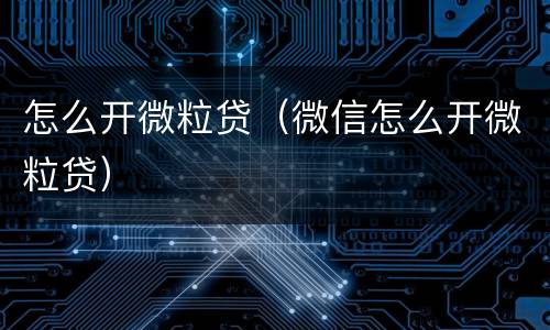 怎么开微粒贷（微信怎么开微粒贷）