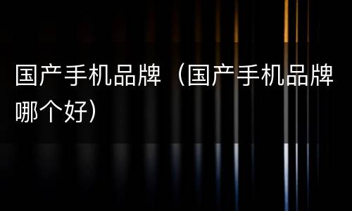 国产手机品牌（国产手机品牌哪个好）