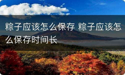 粽子应该怎么保存 粽子应该怎么保存时间长